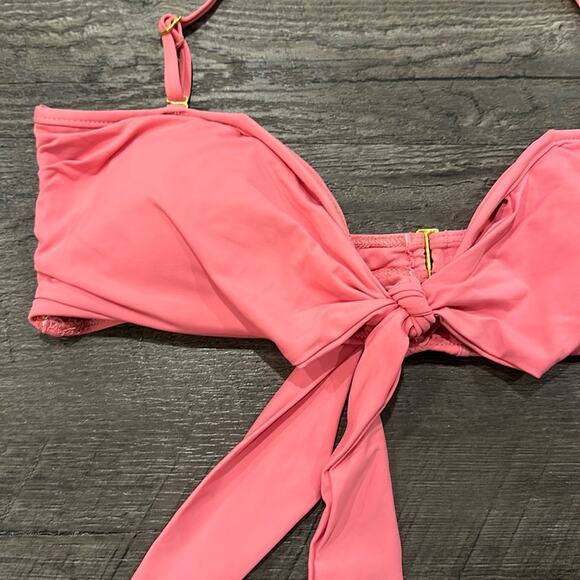 Shore XL Bubble Gum Pink Two-Piece Bandeau Tie Bikini - Picture 3 of 14